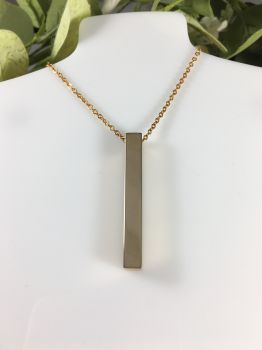 Stainless Steel Cube Bar Necklace - Rose Gold Plated