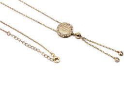 Sterling Silver Engravable CZ Tassel Necklace - Gold Plated