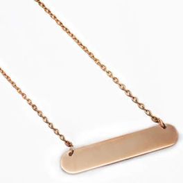 Sterling Silver Small Bar Necklace - Rose Gold Plated 