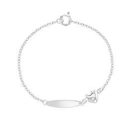 Sterling Silver Cubic Zirconia Tag ID Toddler Bracelet - 5"