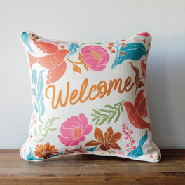 Welcome Dainty Floral Pillow