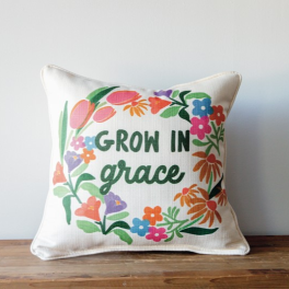 Grow In Grace Modern Wreath Pillow