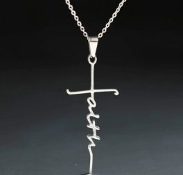 Sterling Silver Faith Drop Necklace - 16" + 2"