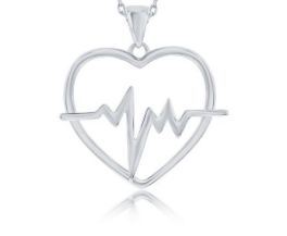Sterling Silver Medium Heartbeat Pendant