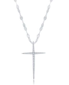 Sterling Silver Cubic Zirconia Mirror Chain Necklace