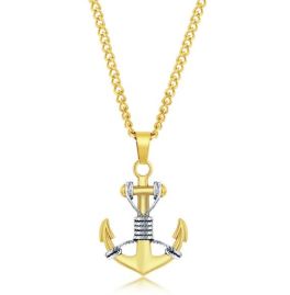 Stainless Steel Gold & Silver Anchor Necklace - 24"