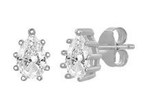 Sterling Silver Pear Cubic Zirconia Stud Earrings