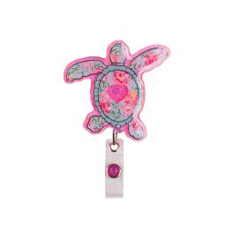 Simply Southern Badge Reel - Pink Heart Turtle