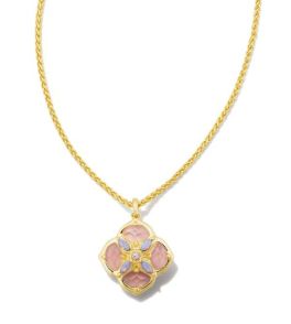 Kendra Scott Dira Stone Short Pendant Necklace - Gold Pink Mix