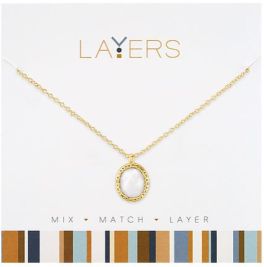 Layers Gold Oval Opal Necklace