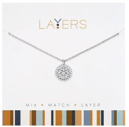 Layers Silver Round Star Cut-Out Cubic Zirconia Necklace
