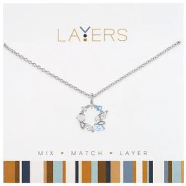 Layers Silver Light Blue & Opal Wreath Necklace