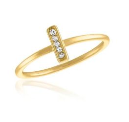 Layers Cubic Zirconia Bar Gold Ring