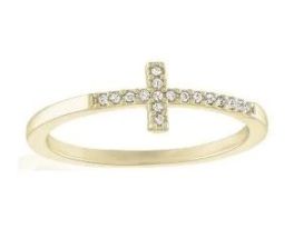 Layers Cubic Zirconia Cross Gold Ring
