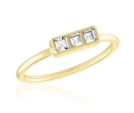 Layers Cubic Zirconia Triple Square Gold Ring