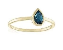 Layers Montana Blue Teardrop Gold Ring