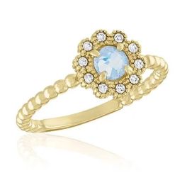 Layers White Opal Cubic Zirconia Flower Gold Ring