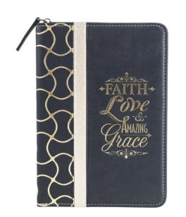 Black & Gold Zippered Journal - Faith, Love, & Amazing Grace