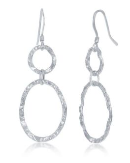 Sterling Silver Hammered Circle & Oval Earrings