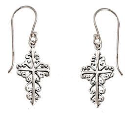 Sterling Silver Antique Cross Earrings