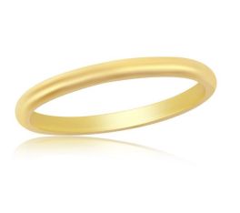 Sterling Silver Gold Plated 2mm Band Ring