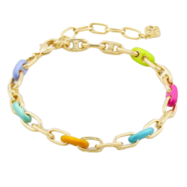 Kendra Scott Bailey Gold Plated Chain Bracelet In Rainbow Multi Mix