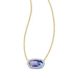 Kendra Scott Gold Tone Elisa Enamel Framed Short Necklace In Dark Lavender