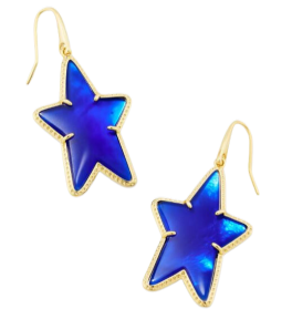 Kendra Scott Gold Tone Ada Star Drop Earrings In Cobalt Blue