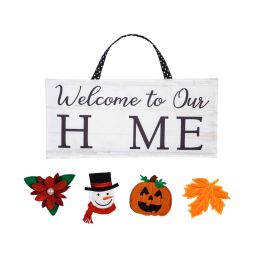 Welcome To our Home Interchangeable Icon Door Hanger
