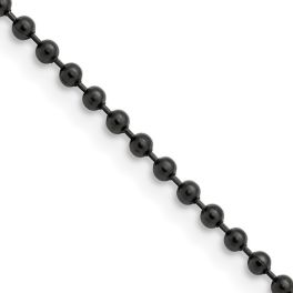 Stainless Steel Polished Black IP-Plated 2.4mm Ball Chain - 24"