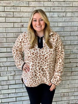 Simply Southern Sherpa Pullover - Leopard