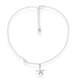 Sterling Silver Starfish With Single Cubic Zirconia Anklet