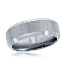 Men's Brushed & Polished 8mm Silver Tungsten Wedding Band