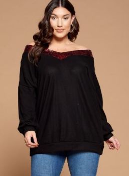I'm Counting On You Top In Plus - Black/Red
