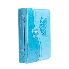 Teal Blue Butterfly Bible Cover - Large