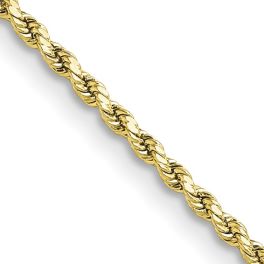 10K Yellow Gold 2mm Semi-Solid Diamond Cut Rope Chain - 16"