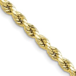 10K Yellow Gold 4mm Semi-Solid Diamond Cut Rope Chain - 24"