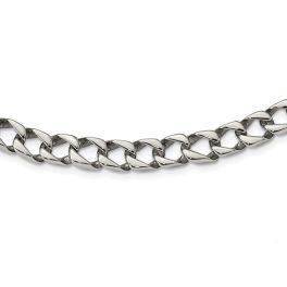 Stainless Steel Polished Square Curb Link Necklace - 24"