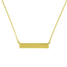 Sterling Silver Plain Gold Plated Bar Necklace
