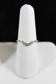 14K White Gold Diamond Curved Band - .08CT
