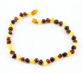Multi-Colored Baltic Amber Teething Necklace - 11"