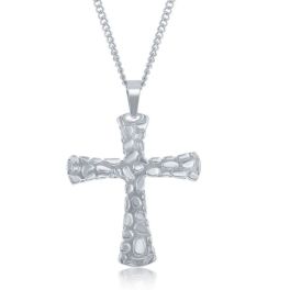 Men's Stainless Steel Designed Cross Necklace - 22"