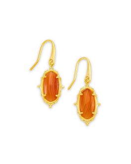 Kendra Scott Gold Baroque Lee Drop Earrings In Orange Banded Agate