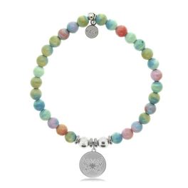 Pastel Jade Beaded Bracelet With Butterfly Charm