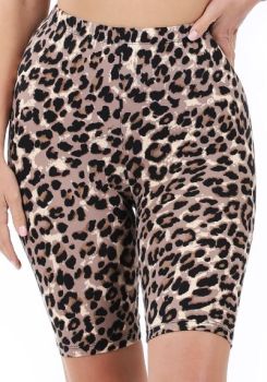 Sassy Girl Biker Shorts - Tan Mocha Leopard 