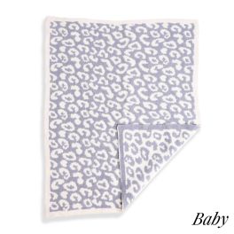 Animal print Knit Baby Blanket - Blue