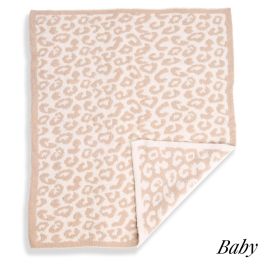 Animal Print Knit Baby Blanket - Beige