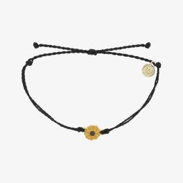 Puravida Black Enamel Sunflower Charm Bracelet