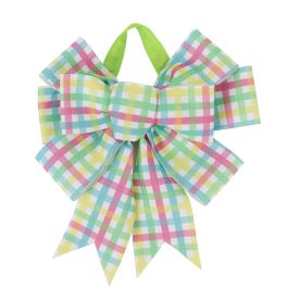 Easter Plaid Door Tag Bow