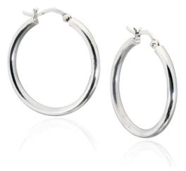 Sterling Silver 3mm Round Hoops - 40mm